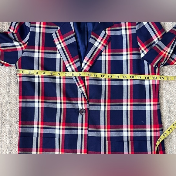 PENDLETON Classic Navy, red and white‎ plaid single button blazer size S. - Picture 11 of 12